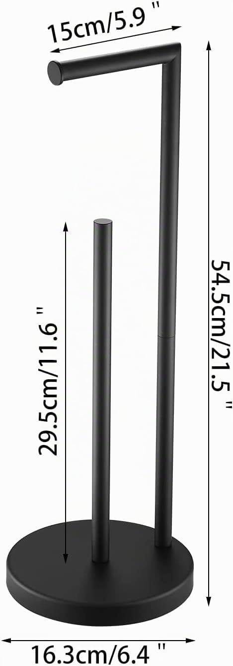 YUET Portarrollos de Papel Higiénico de Pie, Acero Inoxidable 304 Sus con Base Pesada,Soporte de Doble Almacenamiento Dispensador Independiente Porta Rollo Papel de Baño Cosina,Negro