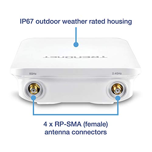 Image of TRENDnet TEW-841APBO, 5 DBI Wireless AC1300 Outdoor PoE+ | Omni-Directional Access Point,4 X 5 DBI Omni Directional Antennas,Point-to-Point & Point-to-Multi-Point WiFi Bridging