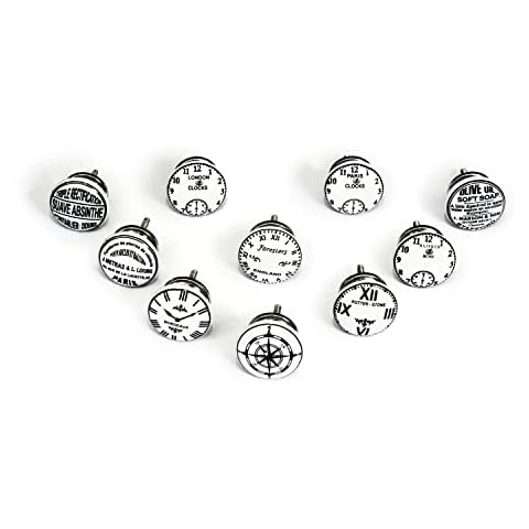 Nacnic 10 Pomos de Cerámica Diseño Relojes Blanco y Negro Cover
