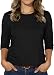 3/4 Sleeve Tops for Women Basic Crew Neck Spring Blouses Casual Fit Fall T Shirts 2026 A-Black
