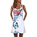 Produktbild Elegante Kleider Luckycat Damen Ärmellos Sommerkleid Minikleid Strandkleid Partykleid Blumen Drucken Kleider Kurz Hemdkleid Blusekleid Kleidung