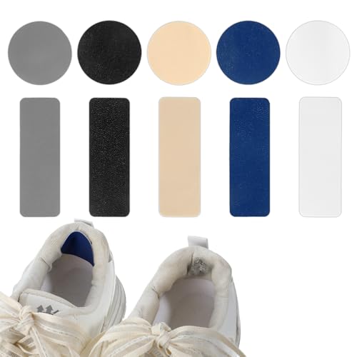 Image of Thinp 30 Pcs Mesh Sneaker Repair Patch, Shoe Patches for Holes Rectangular & Round Shape Shoes Hole Repair Patch Self-Adhesive Trainer Heel Repairs Patches for Sneakers and Mesh Shoes (5 Colors)