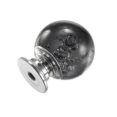 Uxcell Pull Knob 30Mm Dia Aluminum Alloy Acrylic Glass Cabinet Pulls Drawer Knobs Gray Silver Tone 2Pcs #TOP2