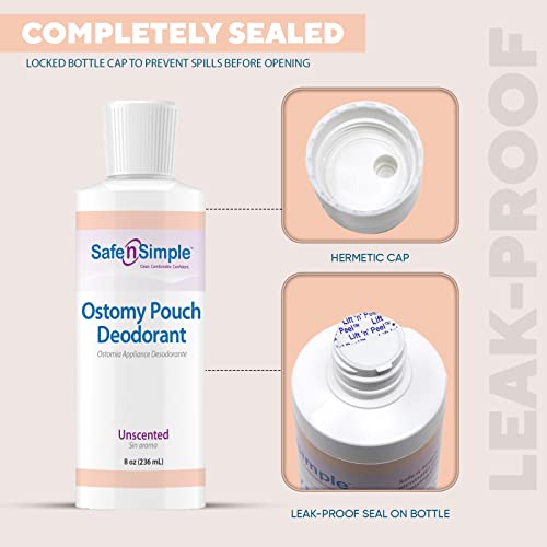 Safe N' Simple Ostomy Pouch Deodorant, Safe Deodorant For Ostomy Odor Removal, Blue Formulation Ostomy Deodorant, 8 Fluid Ounce #TOP4