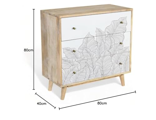 Image of Solid Wood Ranthambore Chest of Drawer | Dresser with 3 Drawers | Wooden Chest of Drawer | Chest of Drawers with Storage | Finish- Natural and White