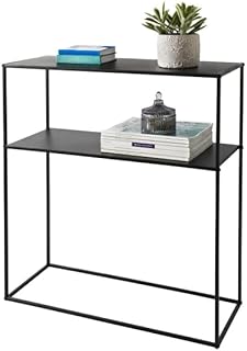 Bloomingtons Direct Black Metal Console Table, Narrow Console Table with Storage Shelf for Hallway, Metal Frame, Sofa Table for Small Spaces, Entryway, Living Room, Sturdy Display Console Table