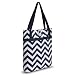 Produktbild Kuzy - Navy Blue Chevron Zig-Zag Travel Tote Bag Cotton Handmade 16-inch for MacBook and Laptop, Book Bags - Navy Blue
