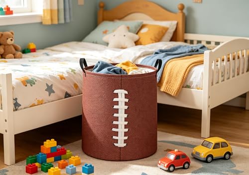 Image of Baby Laundry Hamper kids laundry Basket Waterproof Laundry Bag for Bedroom Clothes Organizer Room Decor(Football)