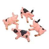 HANABASS 4 Piezas De Adornos De Cerdo En Miniatura Minifiguras De Resina Linda Figura De Cerdo Coleccionables De Cerdo Figura De Animal De Jardín De Hadas Figuras De Animales De