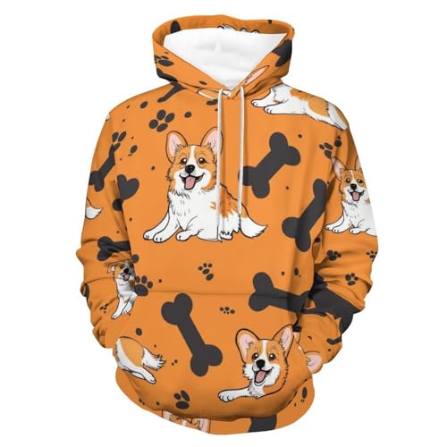 Sweat à Capuche Corgi Chaud et Léger en Hoodie Manches Longues Contre le Froid S