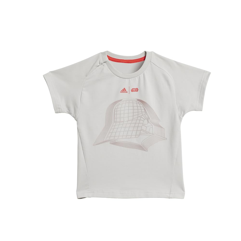 adidas Unisex-Kinder Star Wars T-Shirt Set T-Shirt Star Wars Baby Jungen, Grau/Hellrot, 62