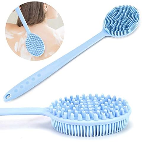 Lmain Body Brush, Silicone Bath Brush Back Scrubber Long Handle Bath Shower Brush with Ultra Soft Bristles Cover