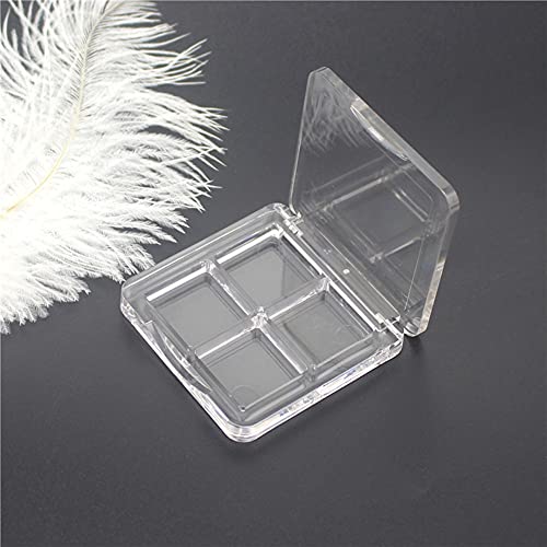 luzen 3Pcs Empty Eyeshadow Palette Box Clear Plastic DIY Refillable 4 Grids Makeup Eyeshadow Powder Blush Lipstick Containers Square Small Case for Women Daily and Travel Use