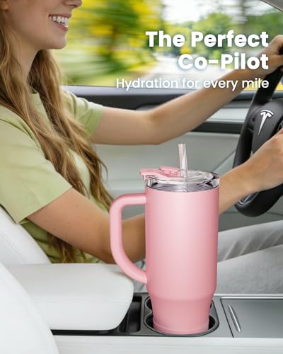 Image of Renoj Insulated Mug 100% Leak Proof Insulated Water Bottle for Iced Coffee & Hot Drinks - Fits Car Cup Holder, Ideal Gift, 2 Straws & Silicone Boot - SnapShift Green Gradient 40 oz