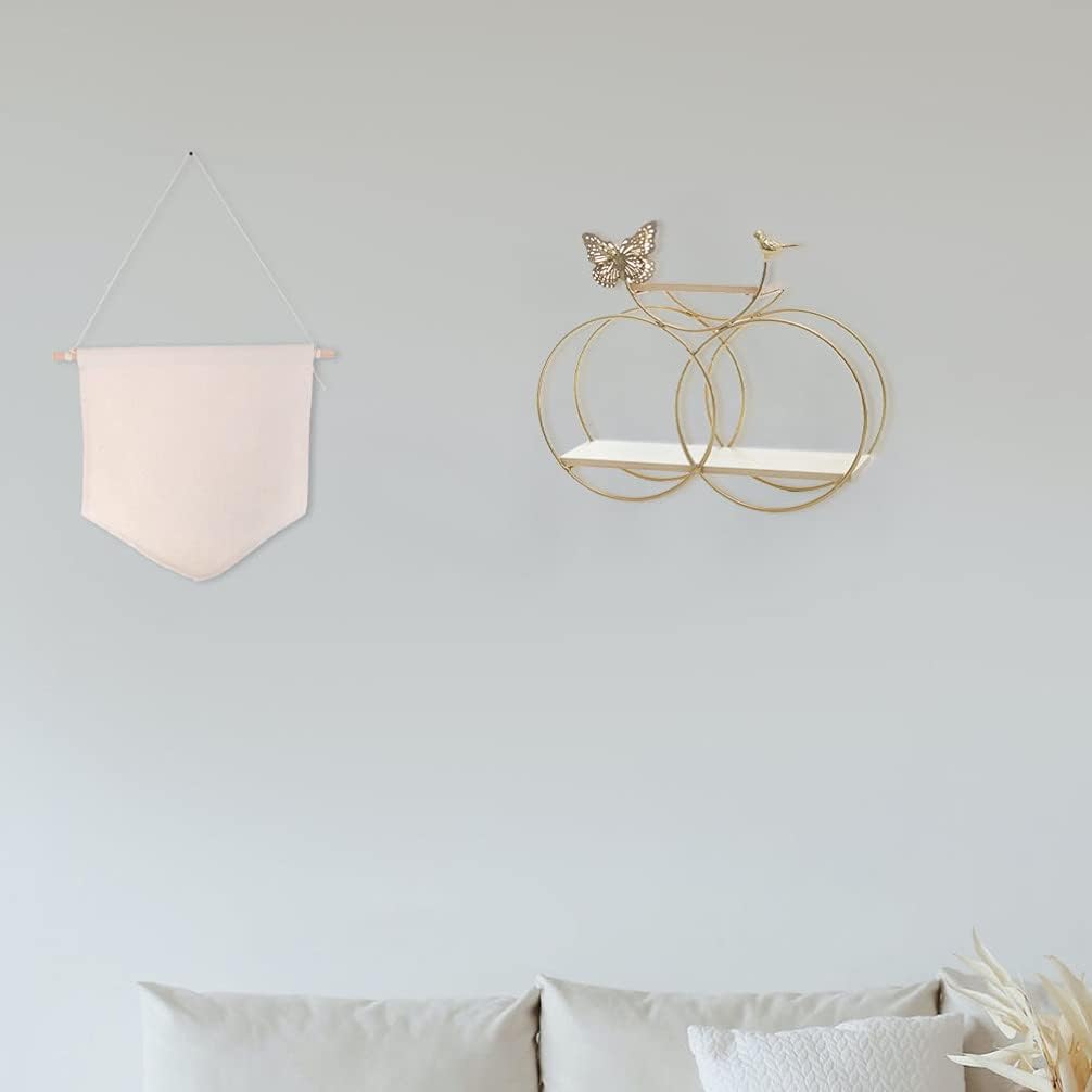 BESPORTBLE 1 Set Wrought Iron Wall Shelf Vintage Butterfly Floating Shelf Decorative Geometric Hanging Spice Rack for Bedroom Kitchen Bathroom Sofa Background Wall Decor Golden