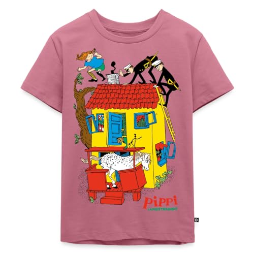 Spreadshirt Pippi Langstrumpf Villa Kunterbunt Kinder Premium T-Shirt 134/140 (8 Jahre) Mauve