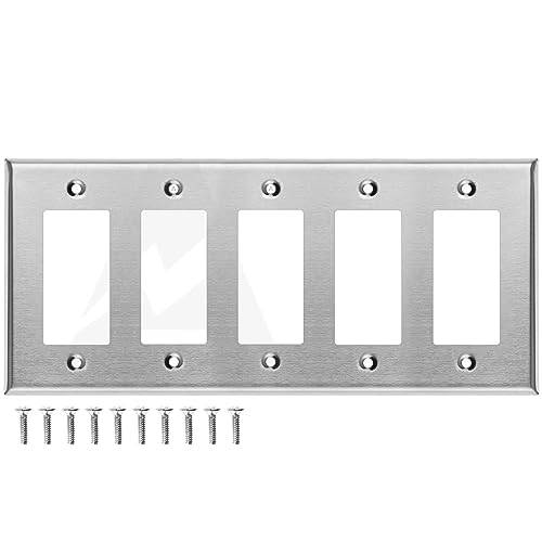 Stainless Steel Outlet Covers for Rocker Switches, 4-Gang Standard Size, 4.5'' x 8.19'', Light Switch Cover Plate, Rockertive Outlet Covers, Metal Wall Plate Cover, Screws Included by Airmont Products - Used condition - US$23.74
