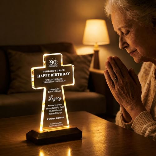 90th Birthday Gifts for Women Men, Lighted K9 Crystal C...