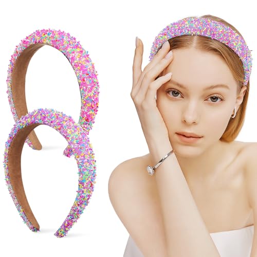 GALPADA 2pièces Bandeaux Larges Rembourrés Pour Femmes Antidérapants Et Colorés Accessoires Pour Cheveux Pour Fêtes Anniversaire Et