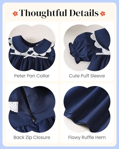 Image of Kucnuzki Baby Girl Clothes Cute Spring Summer Sun Dresses Toddler Casual Puff Sleeve Floral Dress Girls Summer Outfits