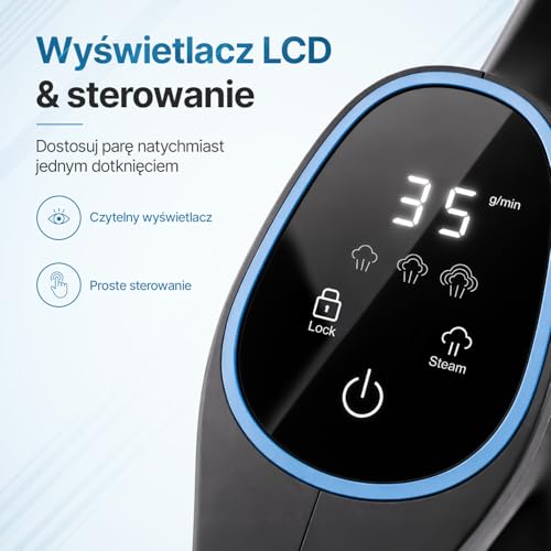 Olvy Ręczna myjka parowa 1200 W wysokociśnieniowa przenośna parownica z 3 poziomami pary i 10-częściowym zestawem akcesoriów, zbiornikiem 380 ml, do płytek domowych, mebli, kuchni i łazienki