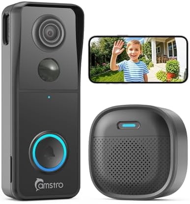 Doorbell Camera Wireless, 3K Video Doorbell with Chime, 2.4G WiFi Outdoor Security Cemera, Human Detection, 2-Way Audio, Night Vision, Voice Changer, Works with Alexa and Google Assistant