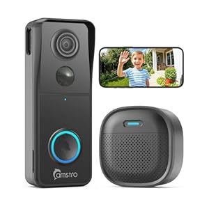 CAMSTRO Doorbell Camera Wireless, 3K Video Doorbell with Chime, 2.4G WiFi Outdoor Security Cemera, Human Detection, 2-Way Audio, Night Vision, Voice Changer, Works with Alexa and Google Assistant