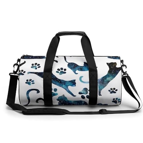 Duffel bag chat galaxie compact 45cm avec grand compartiment de gym et voyage