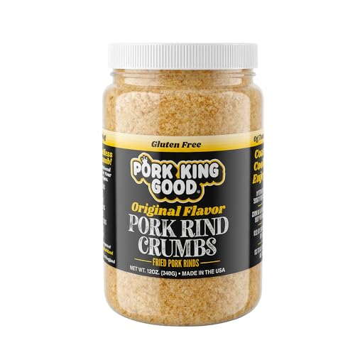 Pork King Good Low Carb Keto Diet Pork Rind Breadcrumbs! Perfect For Ketogenic, Paleo, Gluten-Free, Sugar Free and Bariatric Diets (Original) (Original, 12 Oz Jar)