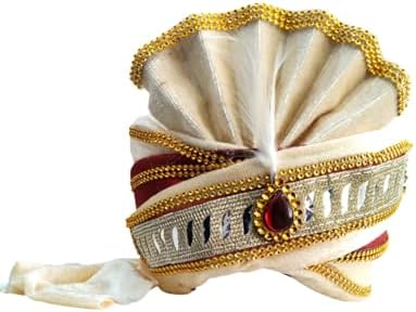 BookMyCostume Dulha & Royal Wedding Turban Collection – Premium Silk, Velvet, Zari Work Safa with Kalgi & Brooch – Traditional Indian Dulha Pagdi/Sehra Perfect for Weddings & Role Plays for Men & Kids