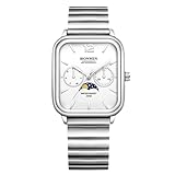 ⌚【Cómodo y Duradero】-★Relojes de moda para hombre fabricados con correa y caja de acero inoxidable pulido. La caja y la correa del reloj no se decoloran. Este reloj de pulsera para hombre combina a la perfección sofisticación y estilo moderno. Ideal para reuniones de negocios o salidas informales.
