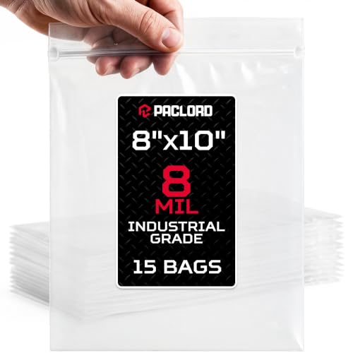 8" x 10" Heavy-Duty Medium Zip Plastic Bags, 15 Count