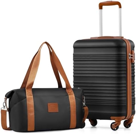 COOLIFE Ryanair Kabinenkoffer Set 2tlg - 55x35x20+40x25x20 EasyJet TSA | Tote Bag, persönlicher Gegenstand, Handgepäck Koffer, ABS, 4R – für Kurzurlaub, Städtetrips & Flugreisen, i