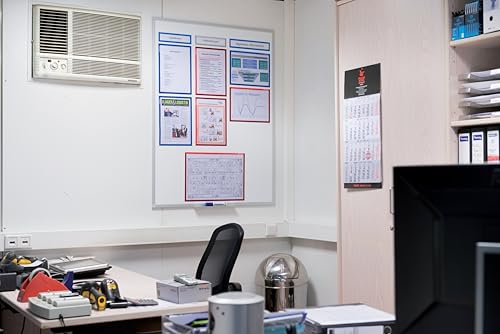 FRANKEN Magnetisches Whiteboard 120 x 90 cm, Magnettafel mit lackierter Stahl-Oberfläche, Schreibtafel inkl. FRANKEN Marker & Ablageschale, Für Büro, Home Office & Schule, Aluminiumrahmen, X-tra!Line