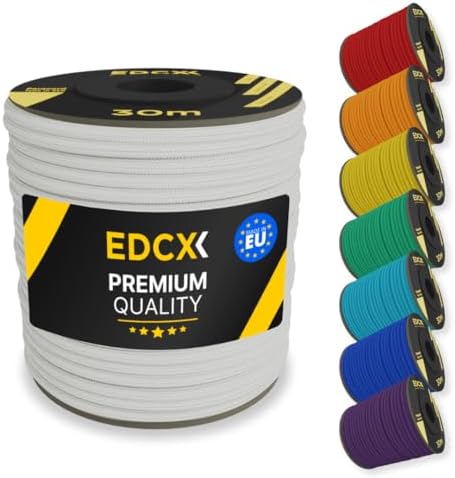 EDCX 4mm Nylon Paracord 550 30m (100 feet) - Type III, 100% Nylon Rope, 7 Strand Rope, 4mm Nylon Rope in Solid Colors (Red, 30 m)