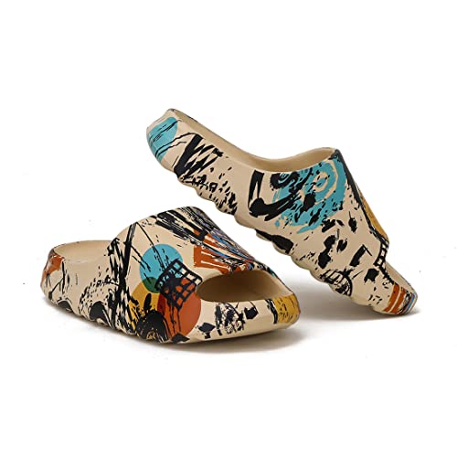 Image of Unisex Pillow Slippers Slides for Women and Men, EVA Comfort Super Soft Quick Drying Rubber Shower Cloud Slides, Lightweight Spa Massage Summer Sandals for Adult Couples Indoor and Outdoor