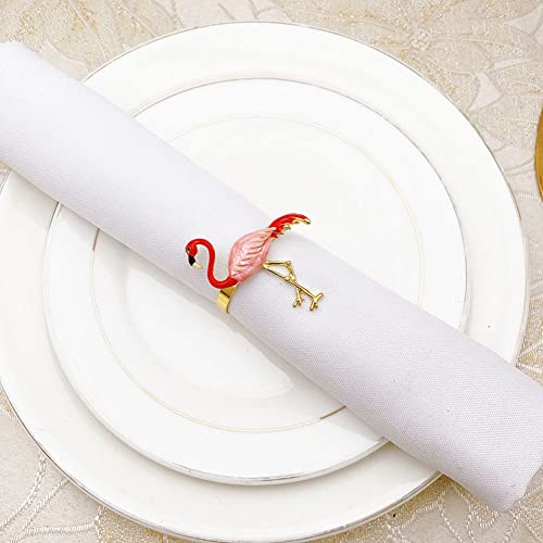 Gold Metal Napkin Rings 8Pcs Flamingo Napkin Holder Dining Table Setting Napkin Rings Buckles For Wedding Christmas Party Banquet Dinner Cloth Towel Serviette Kitchen Accessories Decor #TOP4