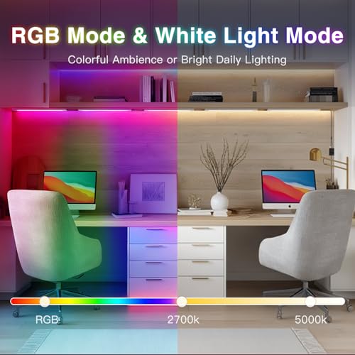 VST RGB Under Cabinet Lighting with Adjustable White Light, 12V Ultra-Thin LED Light Bar, APP & Voice (Alexa/Google), Remote & Button Control, Linkable Strip Lights for Cabinets, Closets, Shelves - Image 3
