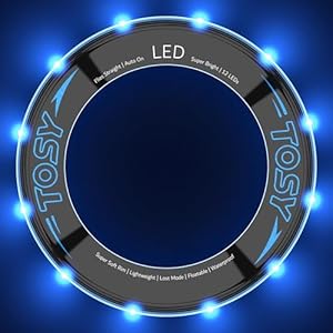 Tosy flying ring 16 million color rgb or 12 leds super bright lost mode auto light up safe soft waterproof lightweight frisbee birthday camping toy easter gift for kidboygirl  urban country home decor