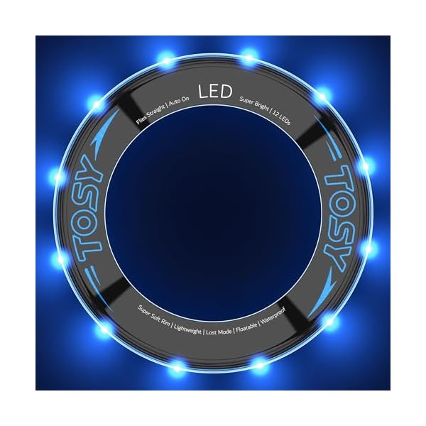 Tosy flying ring 16 million color rgb or 12 leds super bright lost mode auto light up safe soft waterproof lightweight frisbee birthday camping toy easter gift for kidboygirl  urban country home decor