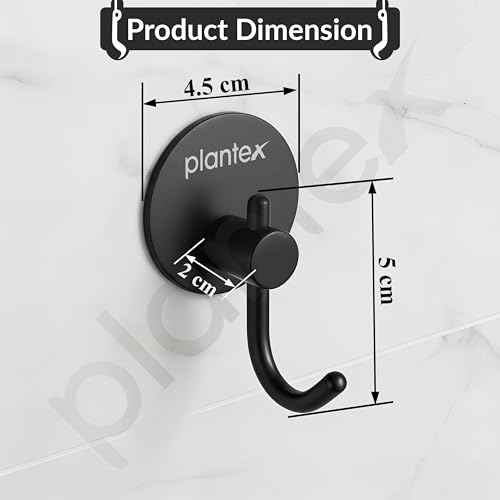 Image of Plantex Wall Hanging Hook /Bath Towel Hook /Self Adhesive Round Robe Hooks for Kitchen /Bathroom /Stylish Home Decor Items - Pack of 6 (Black)