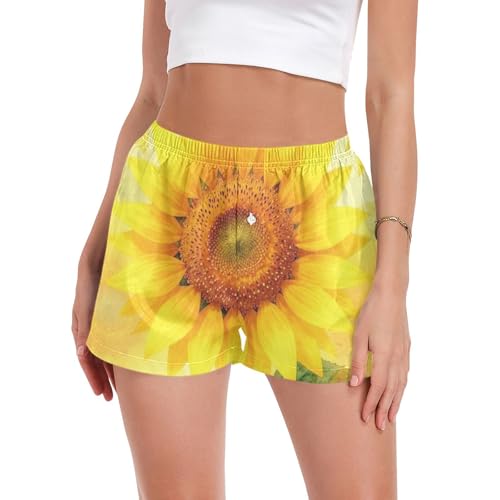 linqin Bright Sunflower Field Boxer pour femme S, Champ de tournesols lumineux, Taille S