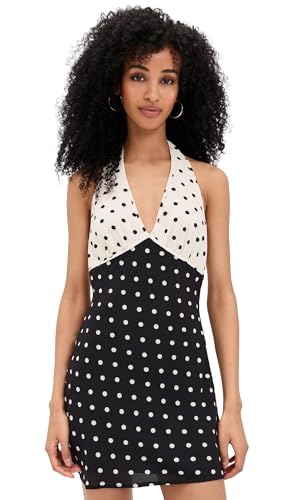 Bailey Rose Women's Polka-Dot Mini Dress, Black/Cream, S