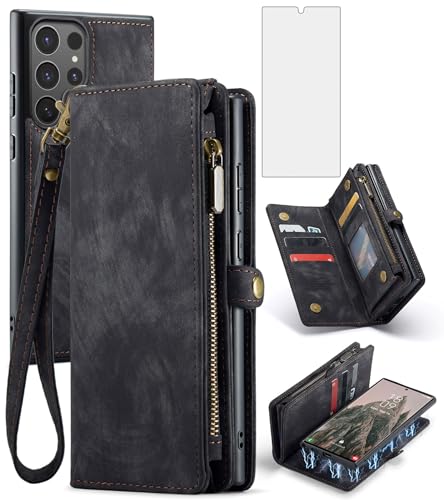 Protection Samsung S25 Ultra intégrale en cuir synthétique avec rabat porte-carte