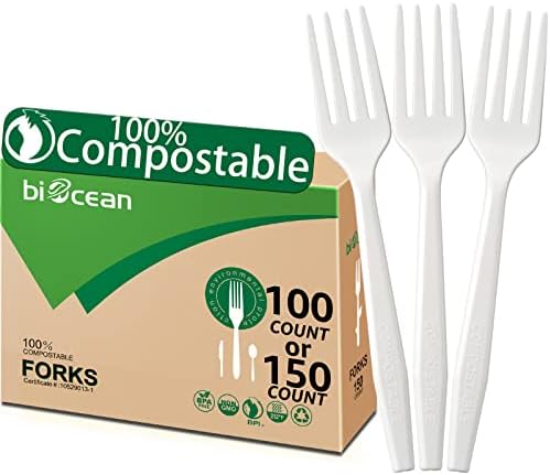 BIOCEAN 100% Compostable No Plastic Knives Plastic Forks Plastic Spoons Plastic Utensils, The Heavyweight Heavy Duty Flatware is Eco Friendly Products for Lounge Party Wedding BBQ Picnic Camping.
