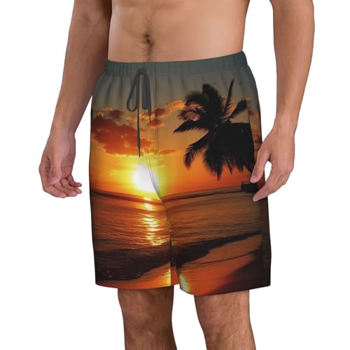 Men's Swim Trunks Quick Dry Bathing Suits Sea Tropical Island Palm Tree Beach Board Shorts Swimwear with Pockets2