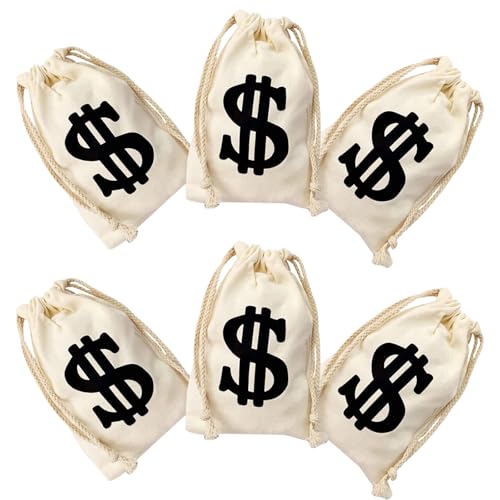Beaupretty Bolsa para Guardar Dinero Signo de Dólar 6 Unidades Algodón Cordón para Fiestas Temáticas y Accesorios de Cosplay