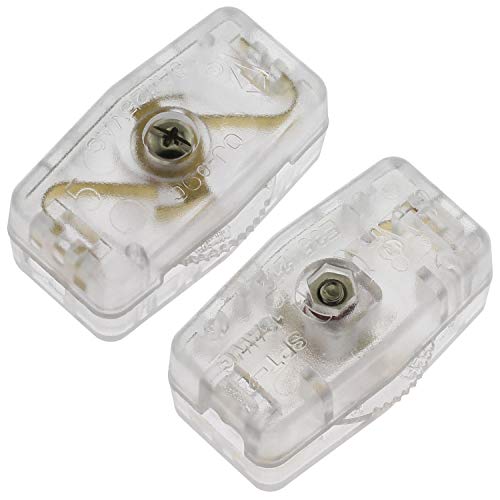 E-outstanding 2Pcs Plastic Housing On/Off Thumbwheel Light Lamp Inline Switch Clear AC 125V 3A