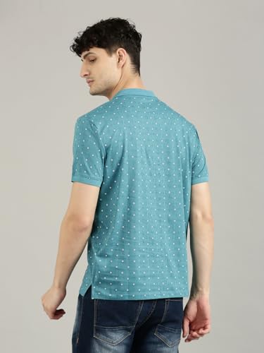Image of JOVEN Mens Printed Polo Neck Half Sleeve Regular Fit Mercerised Cotton T-Shirt