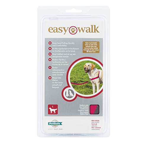 PetSafe Easy Walk-Geschirr, Anti-Zieh-Hundegeschirr, Verringert Würgen und Husten, Mit 1,8 M Leine, Größe L, Rosa